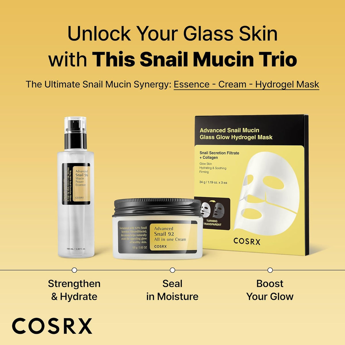 COSRX Advanced Snail 96 Mucin Power Essence 100ml | Snail Secretion Filtrate 96% | Skin Repair Serum | CPNP Registered, Korean Skin Care, Cruelty Free,.